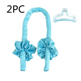 Pan Hair Set Sleeping Foam Sponge No Heat Curling Stick Big Wave Curly Hair (Option: 2PC Blue-Hair curling wand)