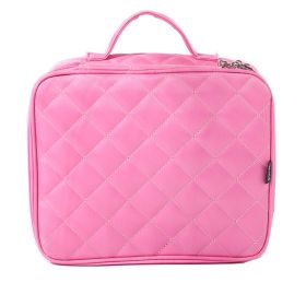 Large Capacity Double Deck Cosmetic Bag (Color: PINK)