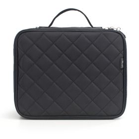 Large Capacity Double Deck Cosmetic Bag (Color: BLACK)