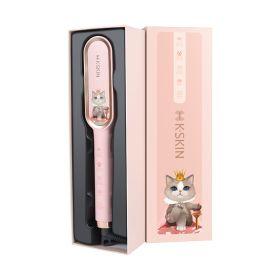 Negative Ion Straightening Comb Straight Hair Curling Iron Dual-purpose Artifact (Option: Pink-UK)