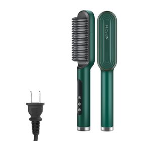 Negative Ion Hair Straightening Comb And Curling Iron (Option: Green-US)