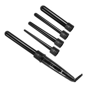 5 In 1 Tube Changing Curler Ceramic Spiral Hairdressing Tool (Option: Black-UK)