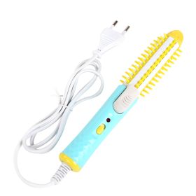 Mini 2 In 1 Electric Hair Curler Roller Curling Iron Brush (Option: Yellow-US)