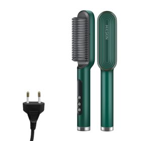 Negative Ion Hair Straightening Comb And Curling Iron (Option: Green-EU)