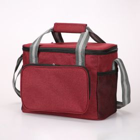 Thickened Outdoor Oxford Cloth Portable Cooler Bag (Color: Wine Red)