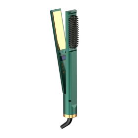 Three-in-one Multifunctional Straight Hair Roll Splint Wet And Dry Dual-use (Option: Green-US)