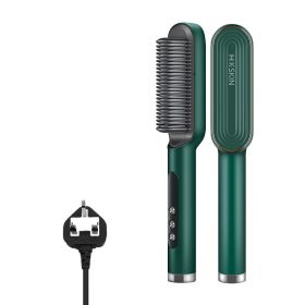 Negative Ion Hair Straightening Comb And Curling Iron (Option: Green-UK)