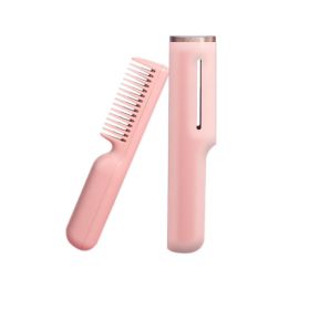 Portable Multi-functional Curly Hair And Straight Hair Dual-purpose Comb (Option: Pink-Charging)