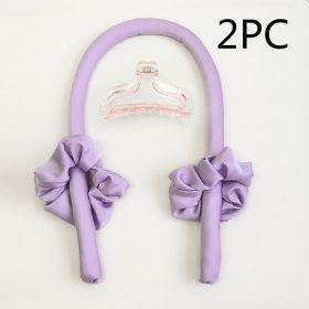 Pan Hair Set Sleeping Foam Sponge No Heat Curling Stick Big Wave Curly Hair (Option: 2PC Purple-Hair curling wand)