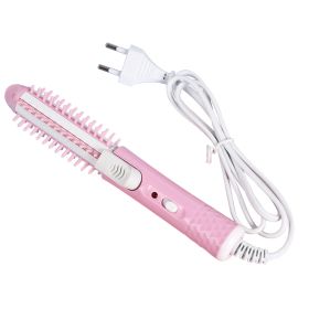 Mini 2 In 1 Electric Hair Curler Roller Curling Iron Brush (Option: Pink-US)