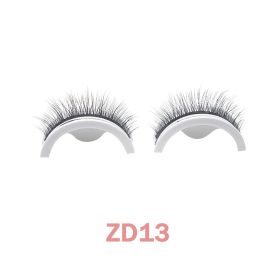 1Pair Glue-free False Eyelashes Wispy Natural Lashes Long Eyelash Self-adhesive Lash Extension Reusable Handmade Lash For Makeup (Color: ZD13)