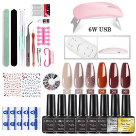 Nail Kit 8ml Gel Nail Polish with 6/54W UV LED Nail Lamp Semi-Permanent UV Varnish Soaked Gel Nail Polish Nail Starter Kit (Type: ZH143-3)