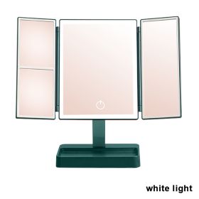 360Â° Adjust Foldable Makeup Mirror With LED Light Rechargeable Wireless 1-3X Magnifying 3 Tone Light Desktop Vanity Mirror Table (Emitting Color: white light1)