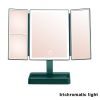 360Â° Adjust Foldable Makeup Mirror With LED Light Rechargeable Wireless 1-3X Magnifying 3 Tone Light Desktop Vanity Mirror Table