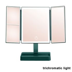 360Â° Adjust Foldable Makeup Mirror With LED Light Rechargeable Wireless 1-3X Magnifying 3 Tone Light Desktop Vanity Mirror Table (Emitting Color: three lights2)