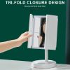 360Â° Adjust Foldable Makeup Mirror With LED Light Rechargeable Wireless 1-3X Magnifying 3 Tone Light Desktop Vanity Mirror Table