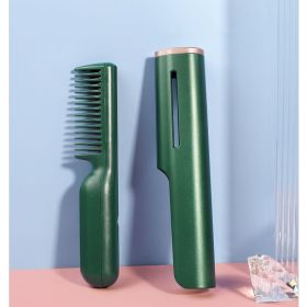 Portable Multi-functional Curly Hair And Straight Hair Dual-purpose Comb (Option: Green1-Charging)