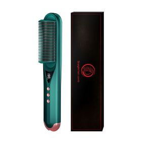 Electric Anion Hair Curler Hair Curler And Straightener Dual-use Hair Straightener (Option: Straight Comb Dark Green-EU)